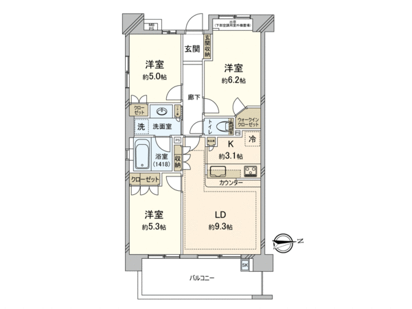 ライオンズマンション五反野ソレイルコート 間取り ライオンズマンション五反野ソレイルコート 間取り