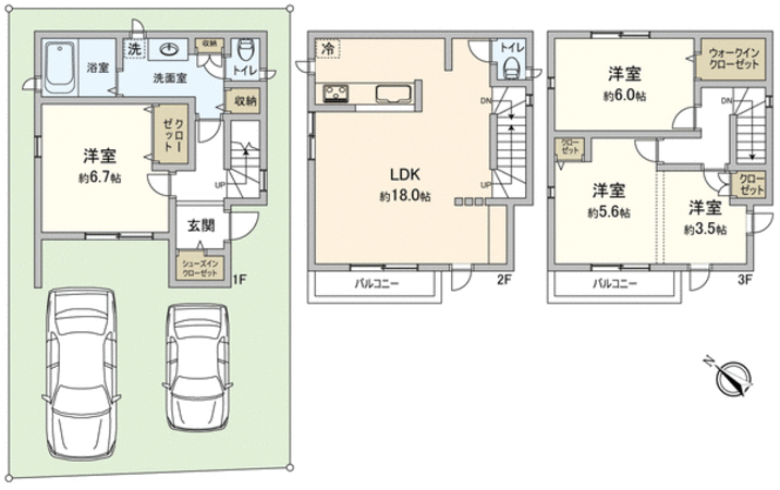 富士見市鶴瀬西3丁目 新築戸建 間取り 富士見市鶴瀬西3丁目 新築戸建 間取り