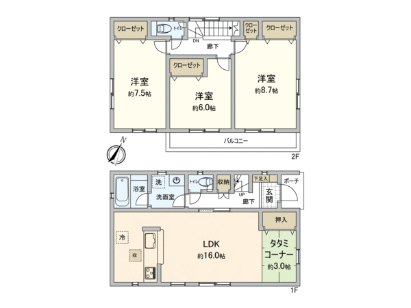 ふじみ野市滝3丁目 新築戸建 2号棟 間取り ふじみ野市滝3丁目 新築戸建 2号棟 間取り