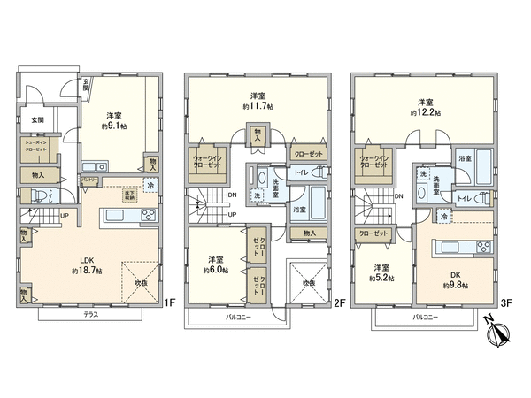 三春町1丁目 戸建 間取り 三春町1丁目 戸建 間取り
