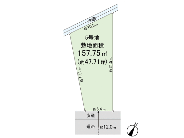 上新田1丁目 土地 5号地 地形図 上新田1丁目 土地 5号地 地形図