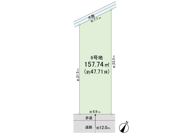 上新田1丁目 土地 6号地 地形図 上新田1丁目 土地 6号地 地形図