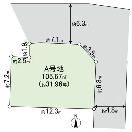 西中条町 土地 A号地 地形図 西中条町 土地 A号地 地形図