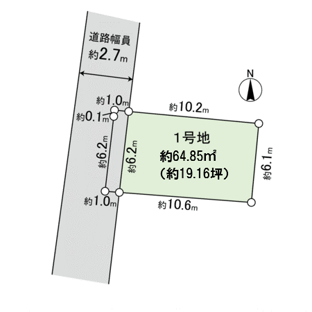 春日三丁目 土地 1号地 地形図 春日三丁目 土地 1号地 地形図
