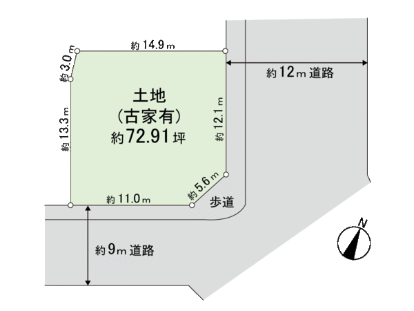 奈良市帝塚山3丁目 地形図 奈良市帝塚山3丁目 地形図
