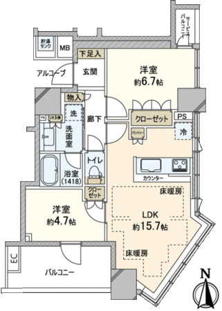 パークタワー北浜 間取り パークタワー北浜 間取り