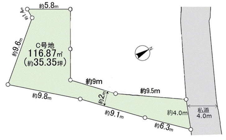 吹田市朝日が丘町 C号地 地形図 吹田市朝日が丘町 C号地 地形図