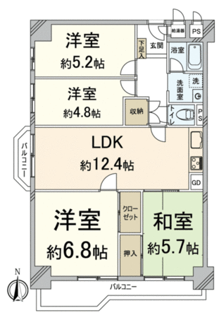桂川ハイツ 1号館 間取り 桂川ハイツ 1号館 間取り