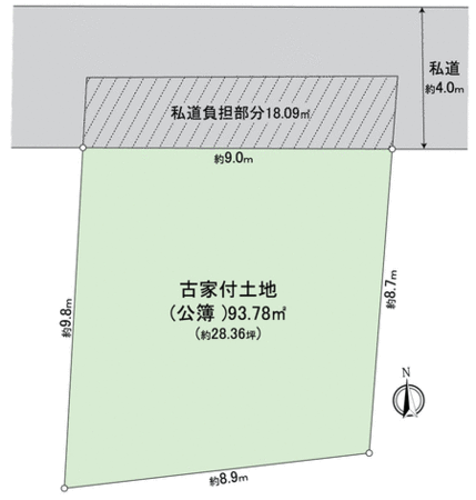 堺市東区日置荘北町2丁 古家付土地 地形図 堺市東区日置荘北町2丁 古家付土地 地形図