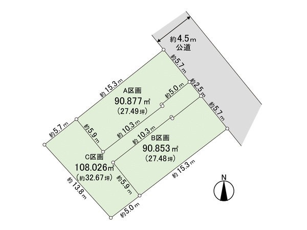 世田谷区経堂2丁目 売地 A区画 地形図 世田谷区経堂2丁目 売地 A区画 地形図