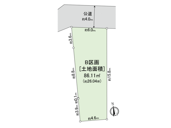 世田谷区代田4丁目土地 B区画 地形図 世田谷区代田4丁目土地 B区画 地形図