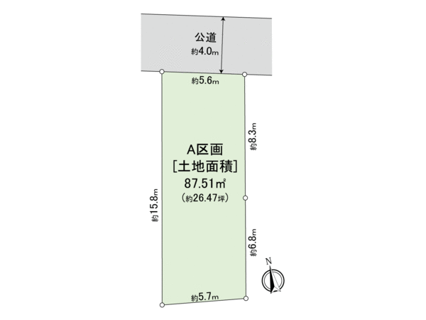 世田谷区代田4丁目土地 A区画 地形図 世田谷区代田4丁目土地 A区画 地形図