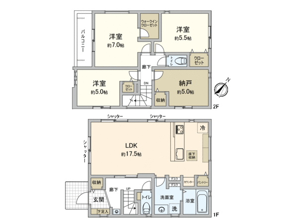 横浜市緑区竹山1丁目(新築戸建 1号棟) 間取り 横浜市緑区竹山1丁目(新築戸建 1号棟) 間取り