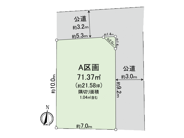 若林1丁目土地 A区画 地形図 若林1丁目土地 A区画 地形図