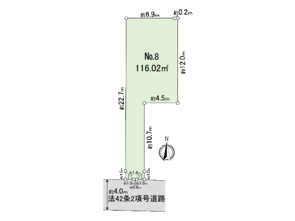 神奈川区六角橋6丁目(土地8区画) 地形図 神奈川区六角橋6丁目(土地8区画) 地形図