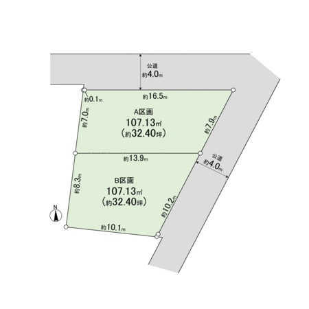 茅ヶ崎市美住町 土地 B区画 地形図 茅ヶ崎市美住町 土地 B区画 地形図
