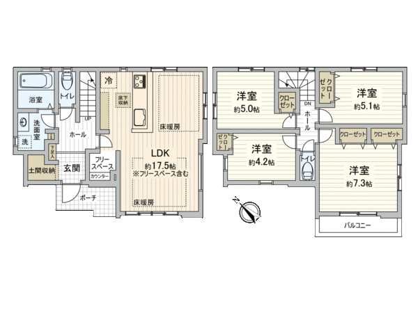 国分寺市内藤2丁目2号棟 間取り 国分寺市内藤2丁目2号棟 間取り