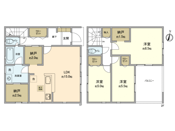 小平市たかの台戸建 1号棟 間取り 小平市たかの台戸建 1号棟 間取り