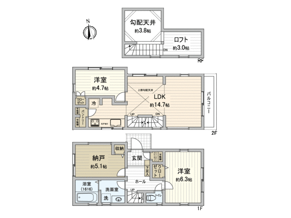 小平市上水南町1丁目 新築戸建 間取り 小平市上水南町1丁目 新築戸建 間取り