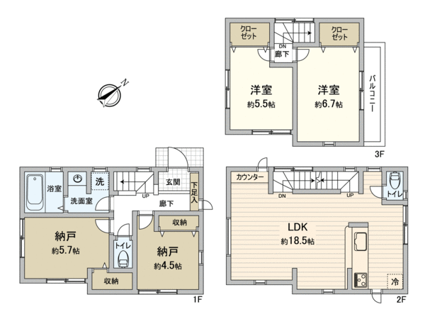 府中市緑町1丁目 新築戸建 2号棟 間取り 府中市緑町1丁目 新築戸建 2号棟 間取り