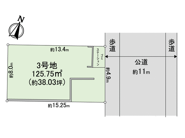 西岡本5丁目3号地 地形図 西岡本5丁目3号地 地形図