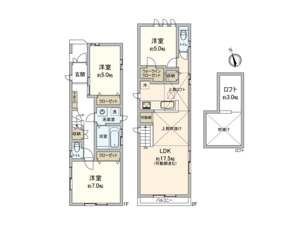 市川市東菅野3丁目新築戸建 1号棟 間取り 市川市東菅野3丁目新築戸建 1号棟 間取り