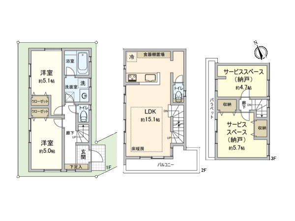 足立区島根1丁目 D号棟 間取り 足立区島根1丁目 D号棟 間取り