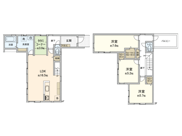 豊田市山之手1丁目 新築1-2号棟 間取り 豊田市山之手1丁目 新築1-2号棟 間取り