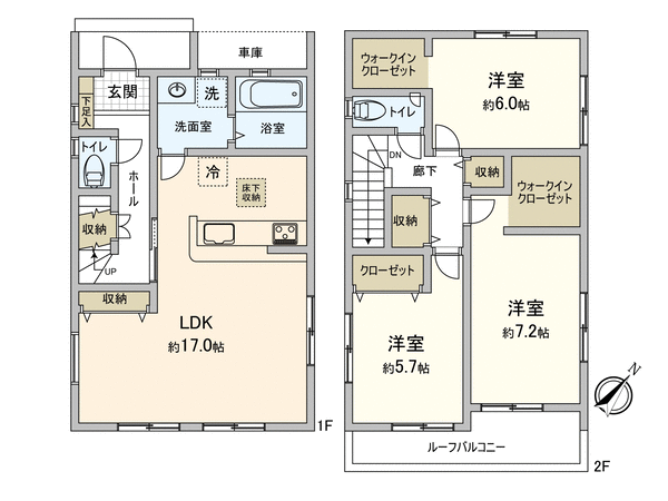 岡崎市明大寺町字中道 新築戸建 2号棟 間取り 岡崎市明大寺町字中道 新築戸建 2号棟 間取り