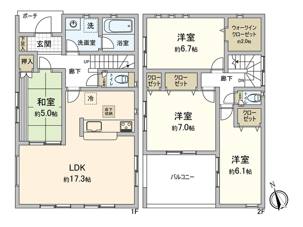 岡崎市大和町字川原 新築戸建 1号棟 間取り 岡崎市大和町字川原 新築戸建 1号棟 間取り