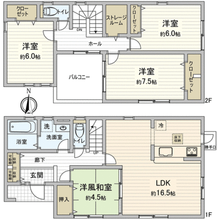 豊川市三谷原町北浦 新築戸建 1号棟 間取り 豊川市三谷原町北浦 新築戸建 1号棟 間取り