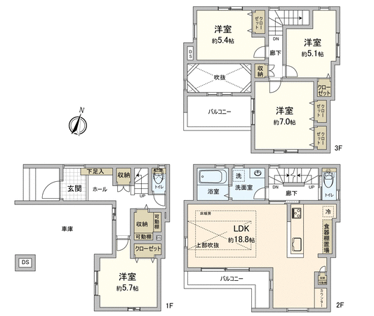 岡崎市柱町字東荒子 新築戸建 A号棟 間取り 岡崎市柱町字東荒子 新築戸建 A号棟 間取り