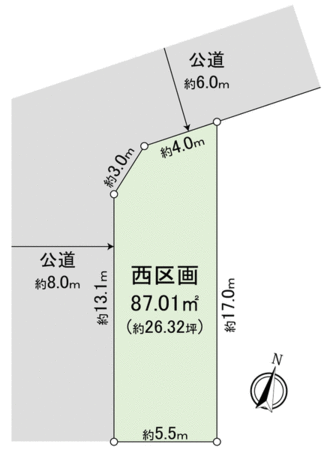 日進市栄1丁目 西区画 土地 地形図 日進市栄1丁目 西区画 土地 地形図