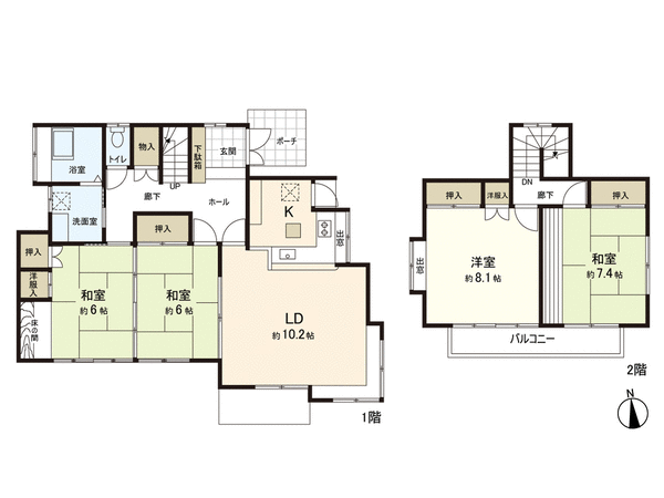 戸建 名取市手倉田字諏訪 間取り 戸建 名取市手倉田字諏訪 間取り
