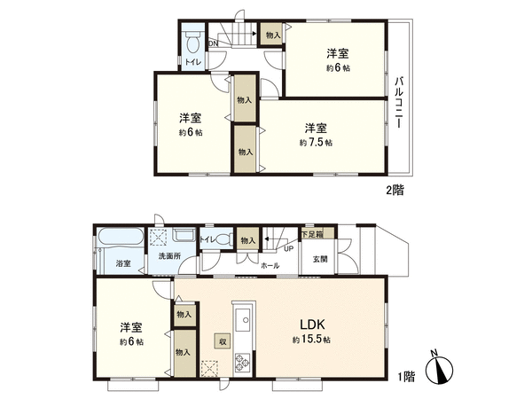 新築戸建 北根1丁目 1号棟 間取り 新築戸建 北根1丁目 1号棟 間取り