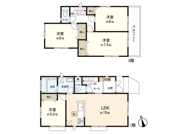 新築戸建 北根1丁目 2号棟 間取り 新築戸建 北根1丁目 2号棟 間取り