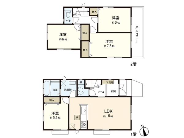 新築戸建 北根1丁目 3号棟 間取り 新築戸建 北根1丁目 3号棟 間取り