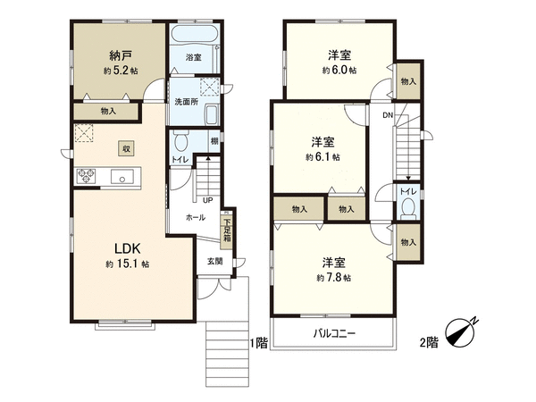 新築戸建 折立6丁目 2号棟 間取り 新築戸建 折立6丁目 2号棟 間取り