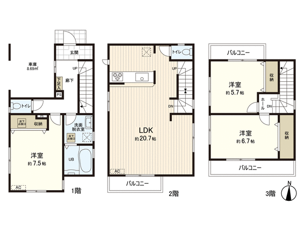 新築戸建 郡山6丁目 1号棟 間取り 新築戸建 郡山6丁目 1号棟 間取り