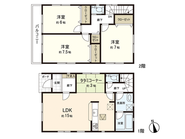 新築戸建 霞目二丁目 1号棟 間取り 新築戸建 霞目二丁目 1号棟 間取り