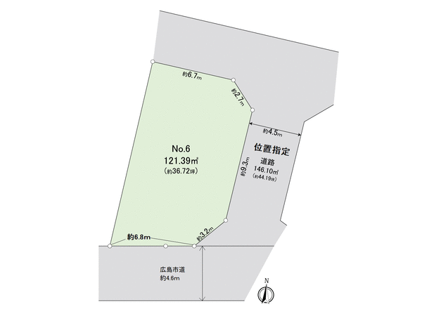 東野三丁目 土地No.6 地形図 東野三丁目 土地No.6 地形図