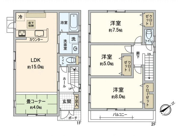 安芸郡府中町みくまり3丁目新築戸建No2 間取り 安芸郡府中町みくまり3丁目新築戸建No2 間取り