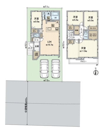 南区三吉町2丁目 新築戸建 2号棟 間取り 南区三吉町2丁目 新築戸建 2号棟 間取り