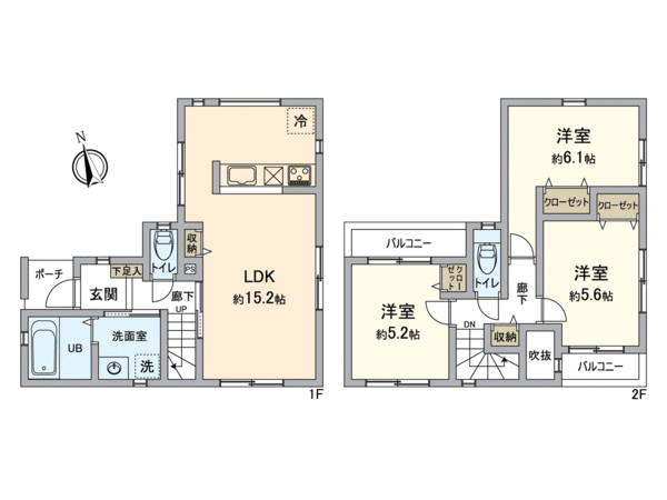 緑区鳴丘1丁目 新築戸建 2号棟 間取り 緑区鳴丘1丁目 新築戸建 2号棟 間取り
