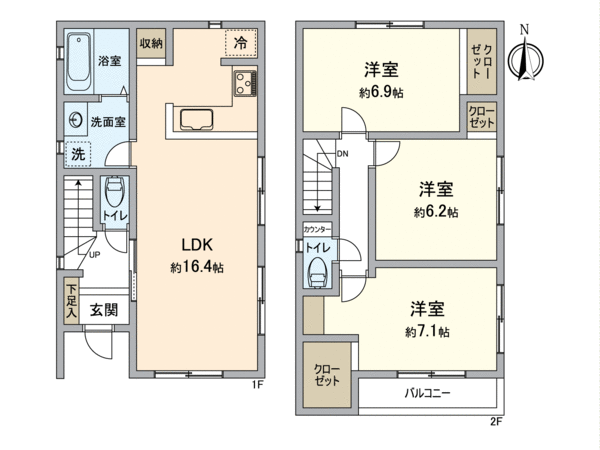 緑区篠の風1丁目 新築戸建 1号棟 間取り 緑区篠の風1丁目 新築戸建 1号棟 間取り