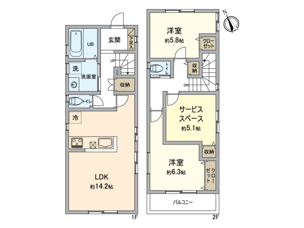 緑区鳴海町字上汐田 新築戸建 1号棟 間取り 緑区鳴海町字上汐田 新築戸建 1号棟 間取り