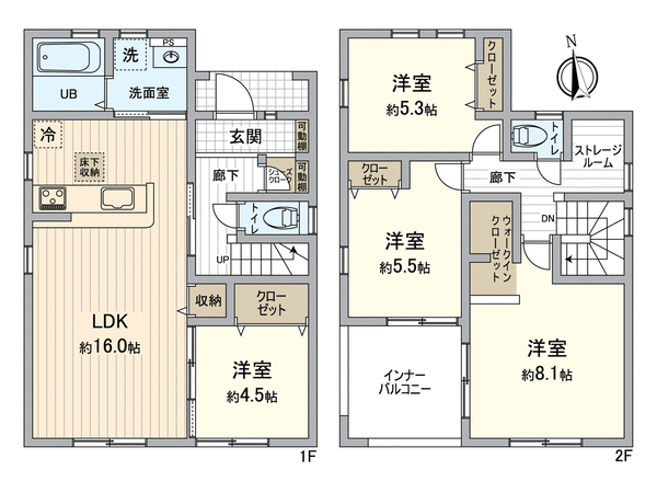稲沢市平和町西光坊大門南 新築戸建 3号棟 間取り 稲沢市平和町西光坊大門南 新築戸建 3号棟 間取り