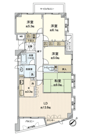 本山パークハウス参番館 間取り 本山パークハウス参番館 間取り