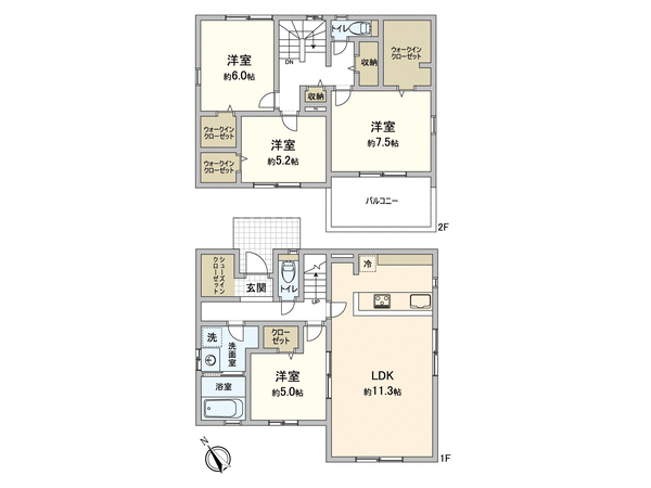 知多市つつじが丘四丁目 戸建 2号棟 間取り 知多市つつじが丘四丁目 戸建 2号棟 間取り