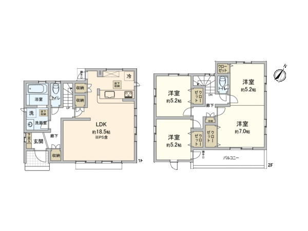 知立市新林町欠藪 新築戸建 1号棟 間取り 知立市新林町欠藪 新築戸建 1号棟 間取り